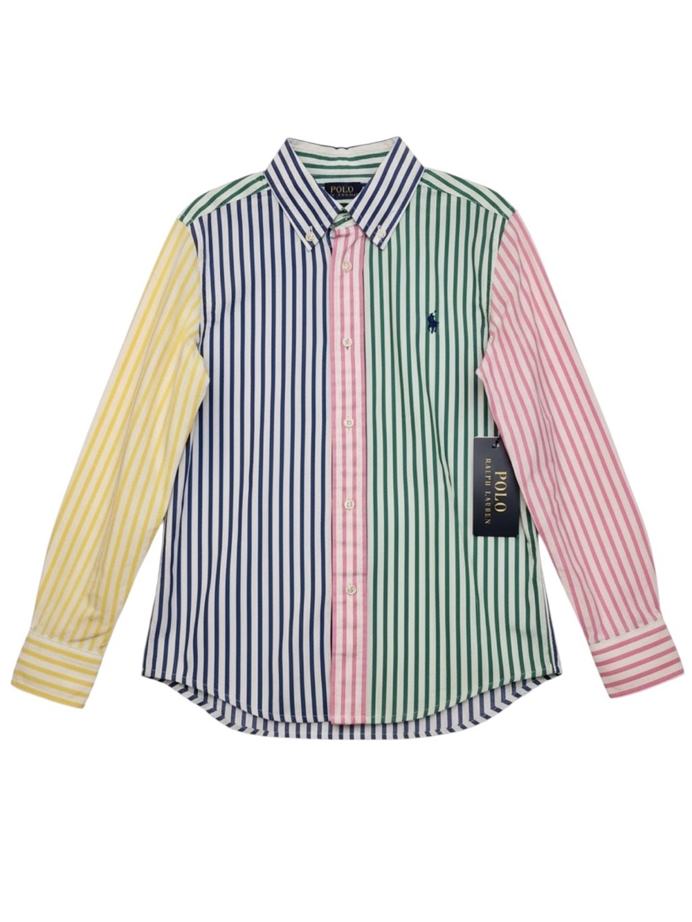 NWT Polo Ralph Lauren Boys Striped Colorblock Button Down Shirt Preppy Classic